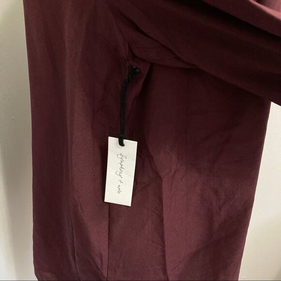 nwt Burgundy Silk Blouse size S Button front Collared Shirt NEW - Picture 4 of 6